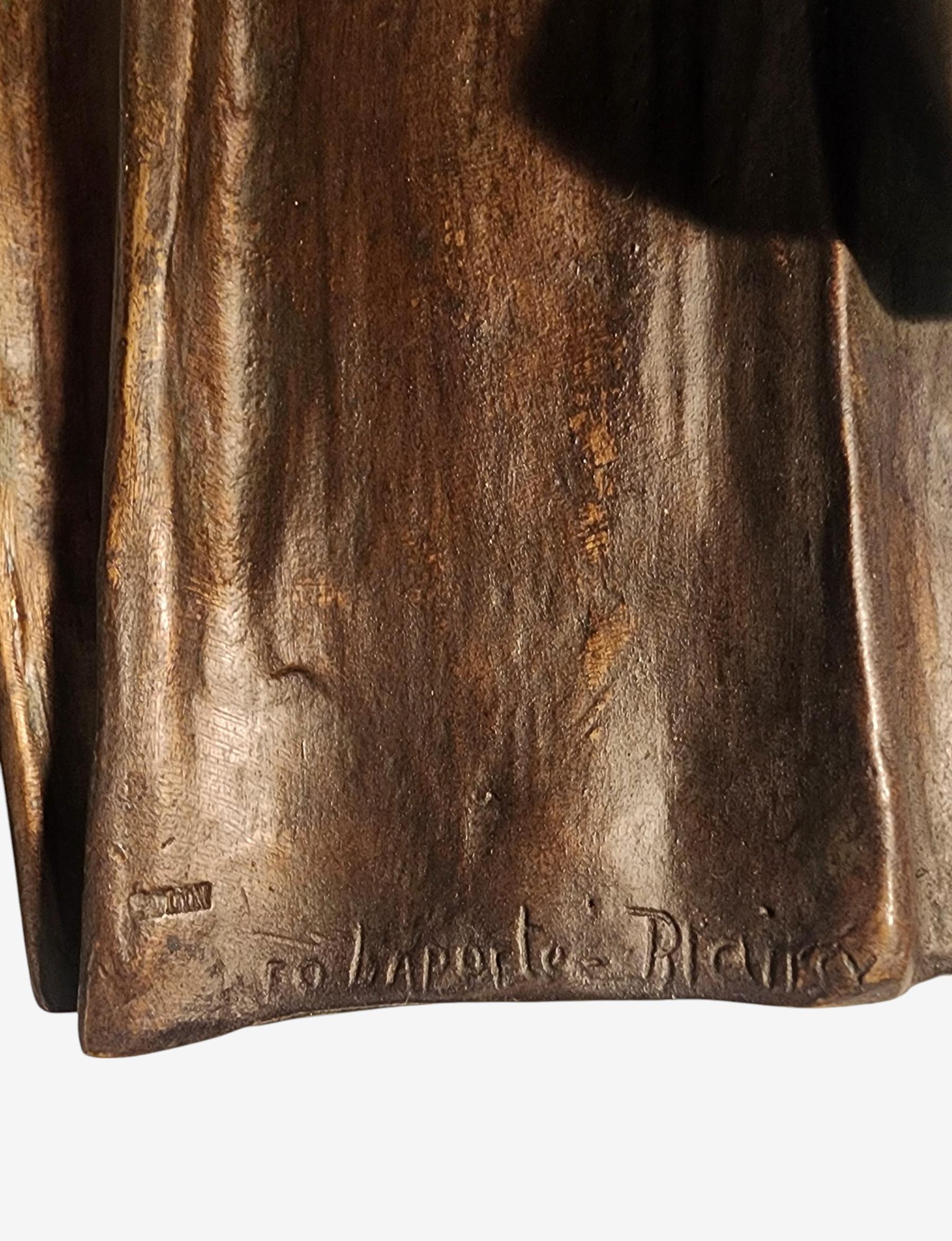 Art Nouveau Bronze Sculpture of Girl with a Doll by Leo Laporte-Blairsy, France For Sale 2