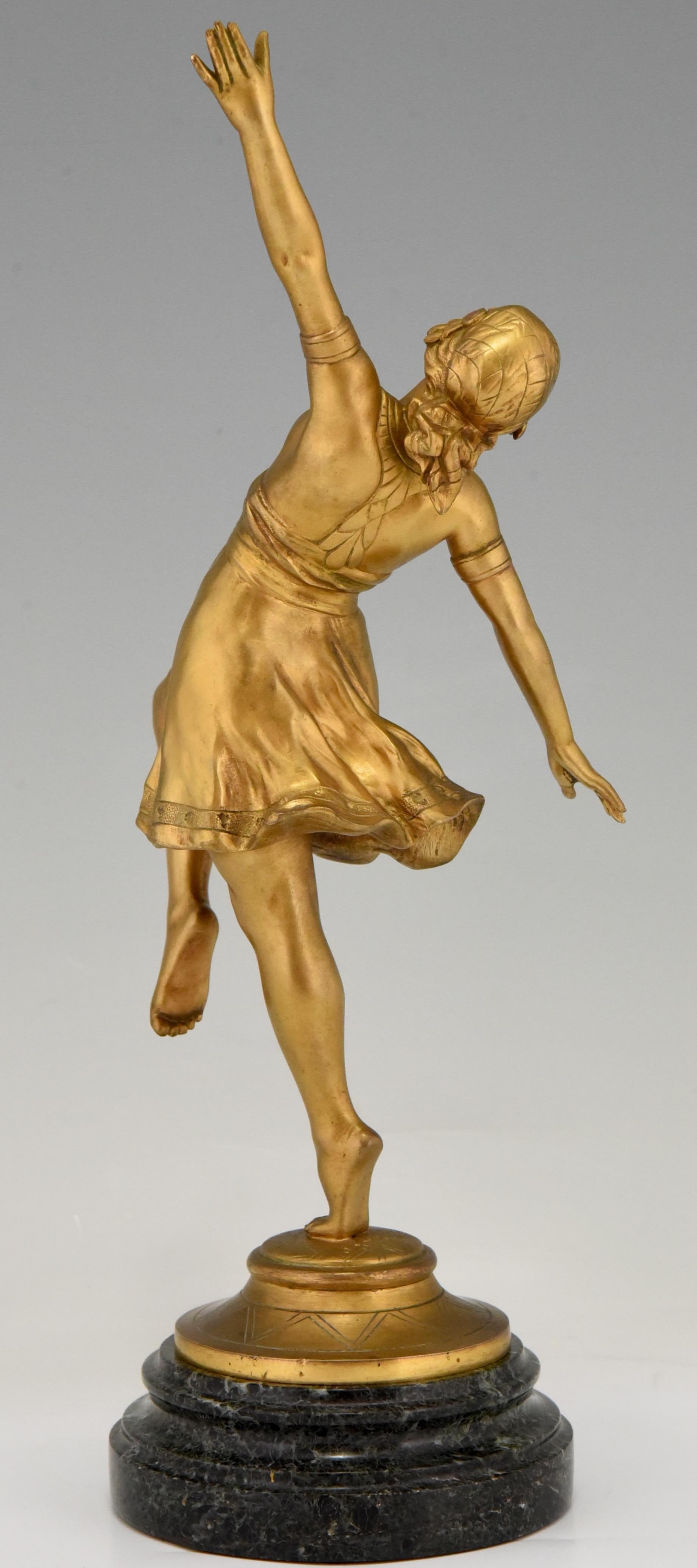 Gilt Art Nouveau Bronze Sculpture Oriental Dancer Jean Garnier, France, 1900
