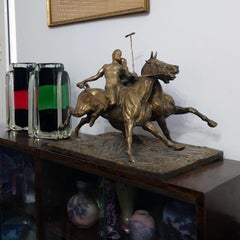 Art Nouveau Bronze Sculpture 'Polospielers' by Fred Voelckerling, 1919