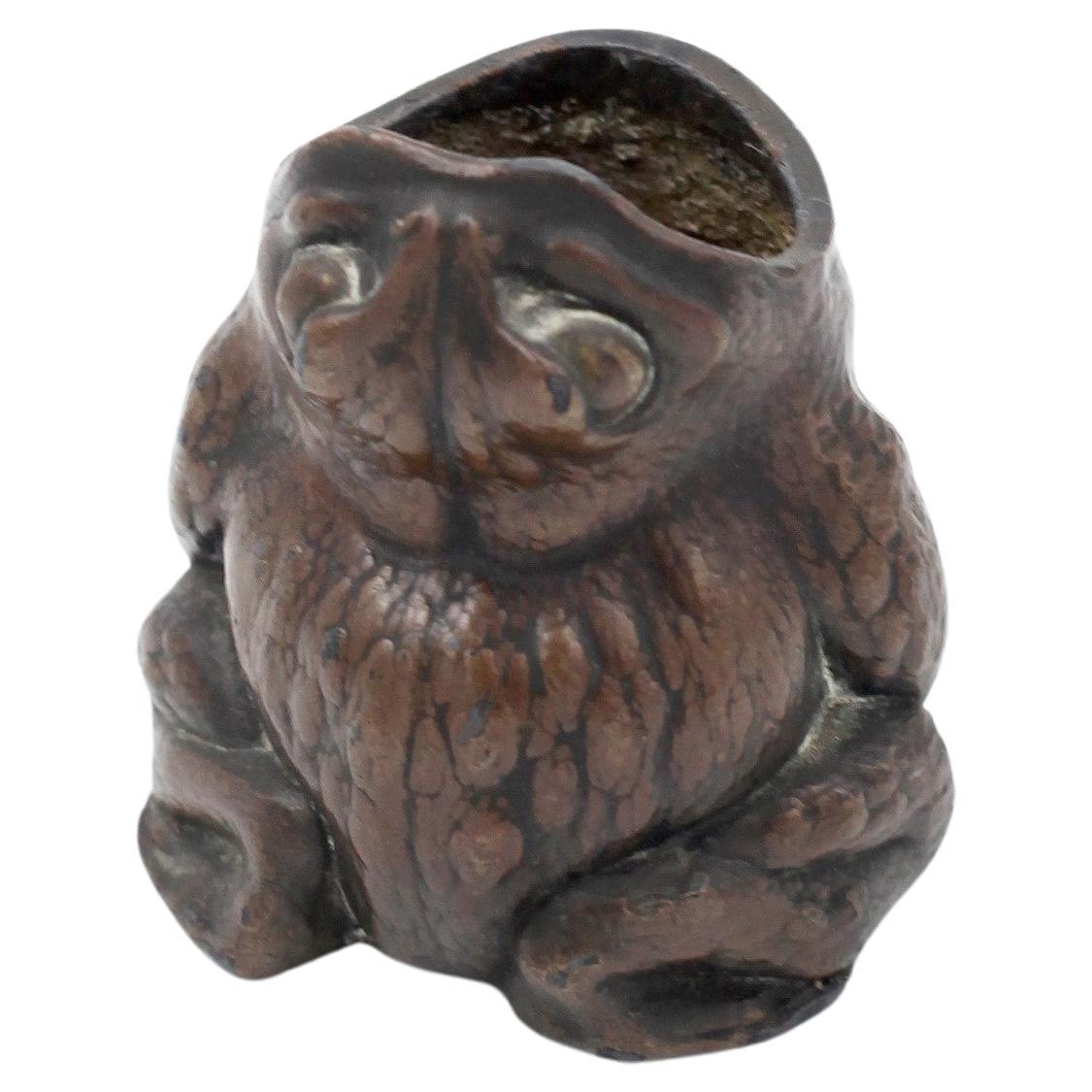 Very Rare Art Nouveau Bronze Spoon Warmer Modeled After A Toad For Sale