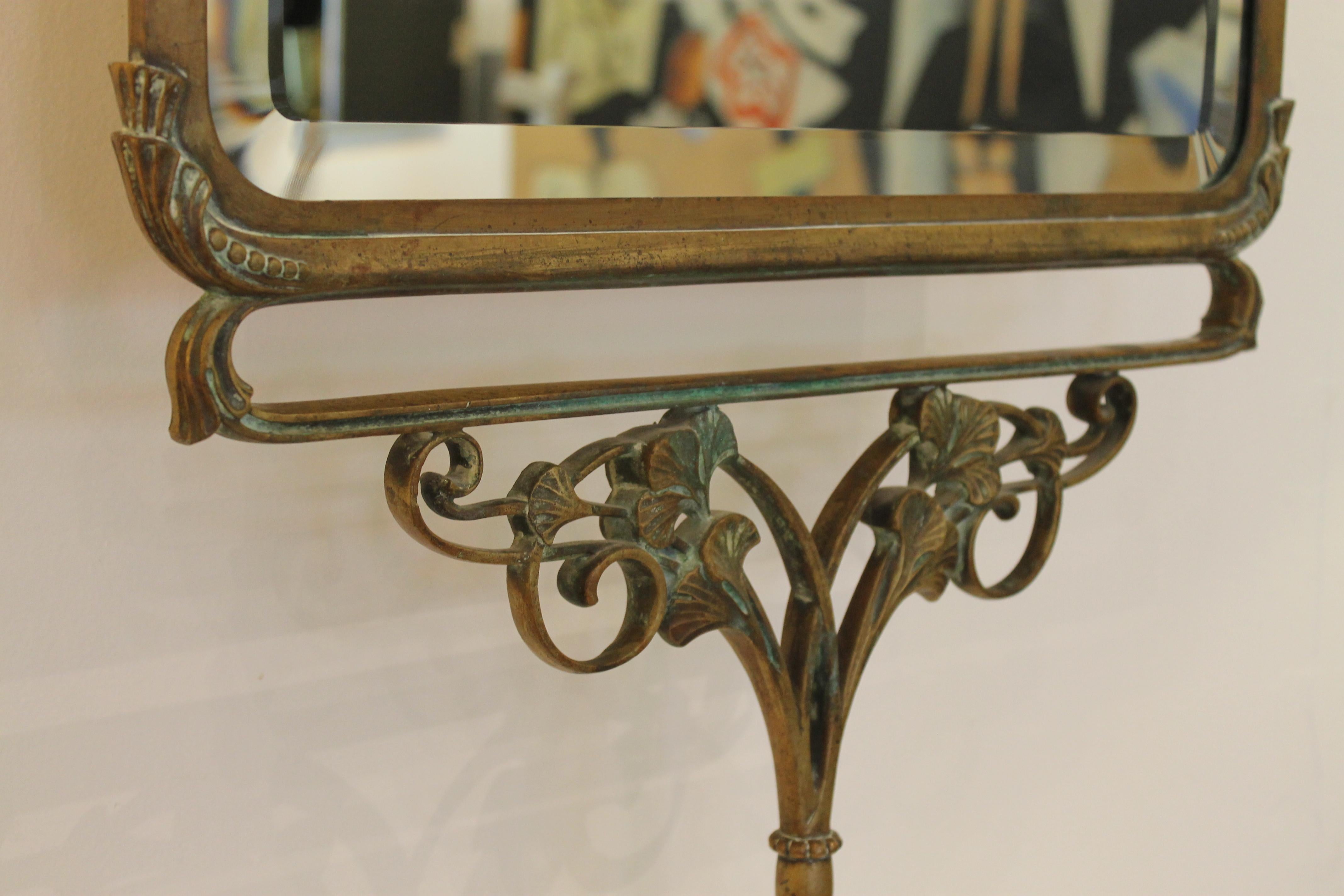 Art Deco Art Nouveau Bronze Standing Mirror, Villiers & Picart Co. Paris For Sale