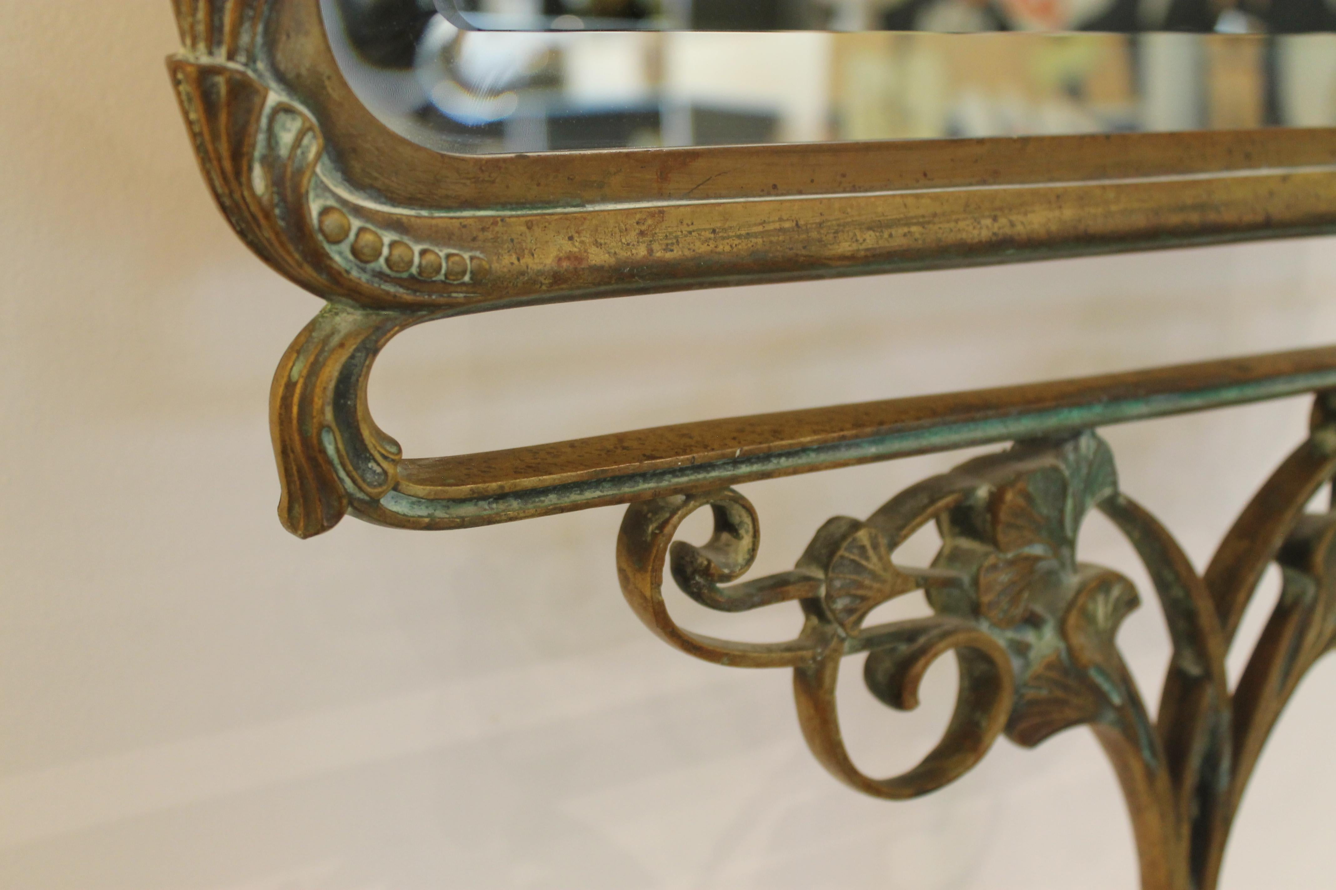 Art Nouveau Bronze Standing Mirror, Villiers & Picart Co. Paris In Good Condition For Sale In Palm Springs, CA