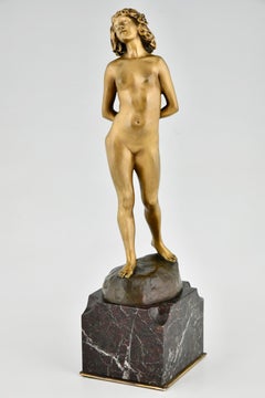 Art Nouveau Bronze Standing Nude by Joe Descomps, Susse Frères foundry 1900