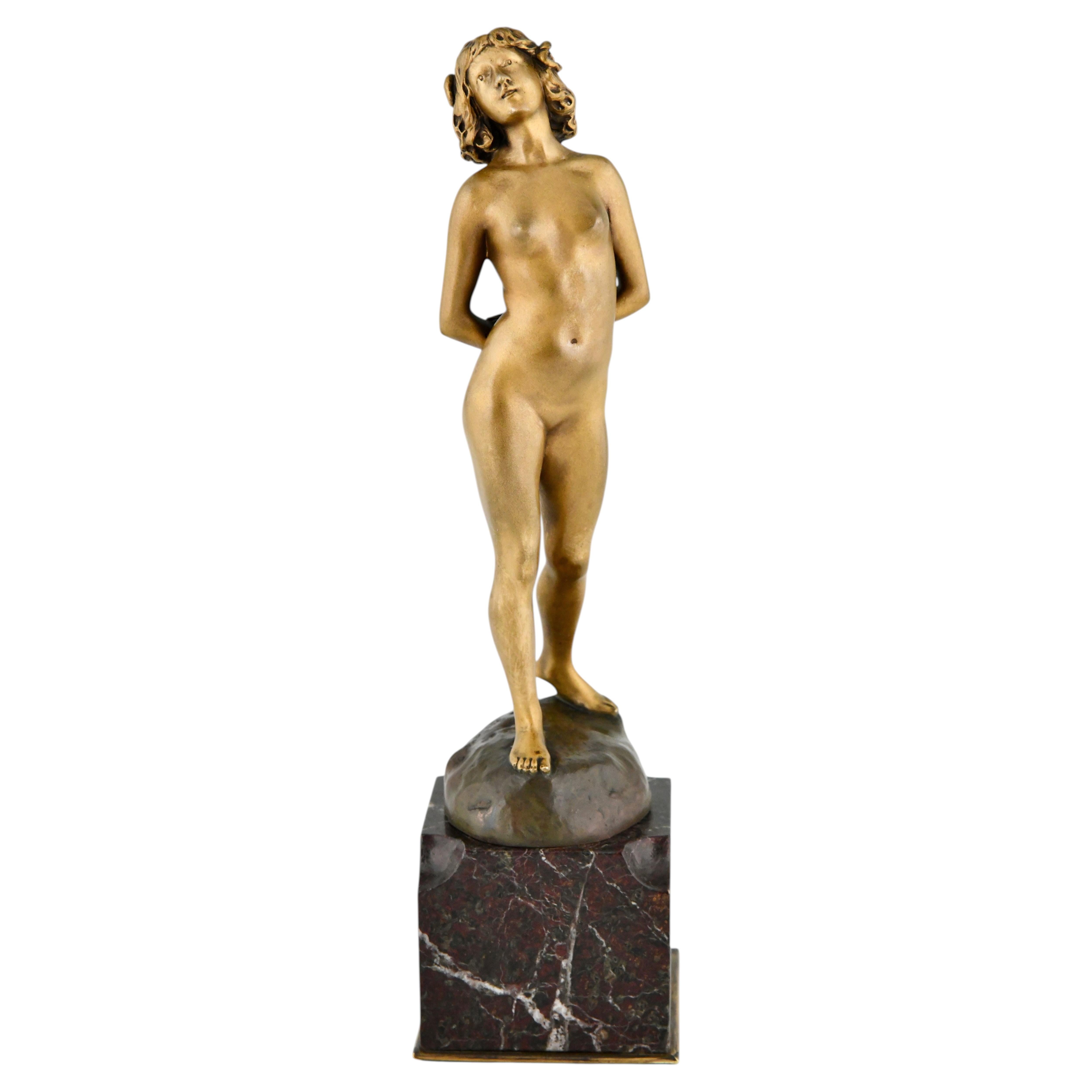 Art Nouveau Bronze Standing Nude by Joe Descomps, Susse Frères foundry 1900