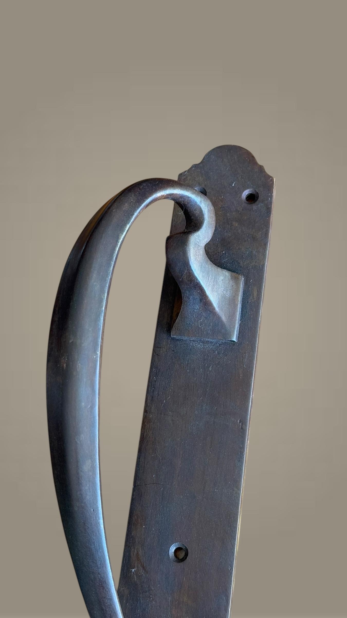 Art Nouveau style door handle cast Bronze. 