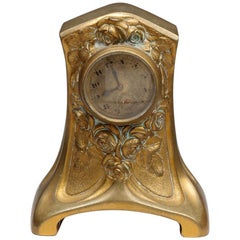 Art Nouveau Bronze Table Clock, France, circa 1920