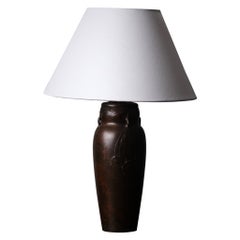 Art Nouveau bronze table lamp by Hugo Elmqvist, Sweden, early 20th century