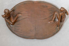 Art Nouveau Bronze Tray, Vide-Poche, with 2 Nudes, circa 1910