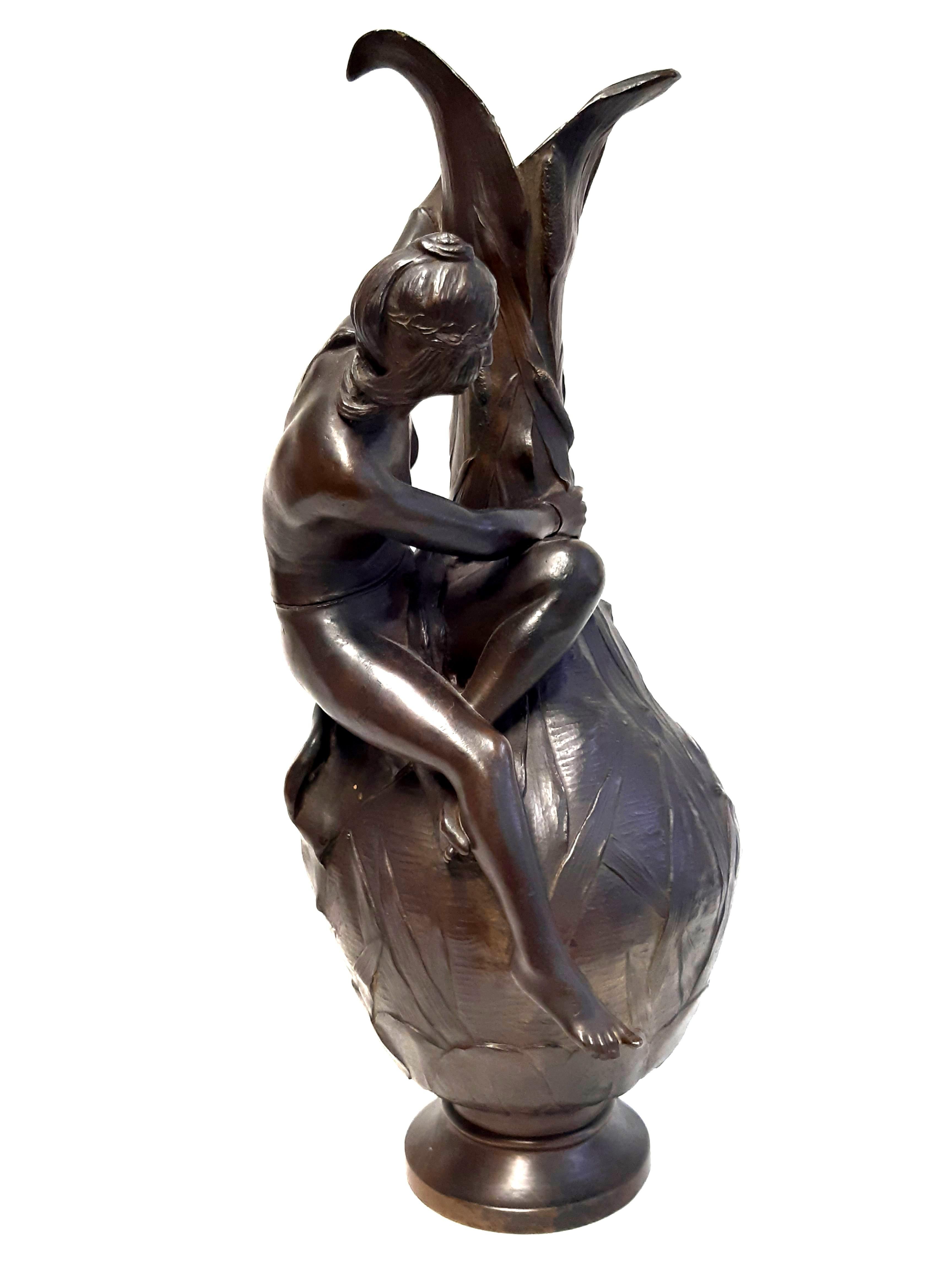 Jugendstil-Bronzevase Loiseau-Rousseau (Frühes 20. Jahrhundert) im Angebot
