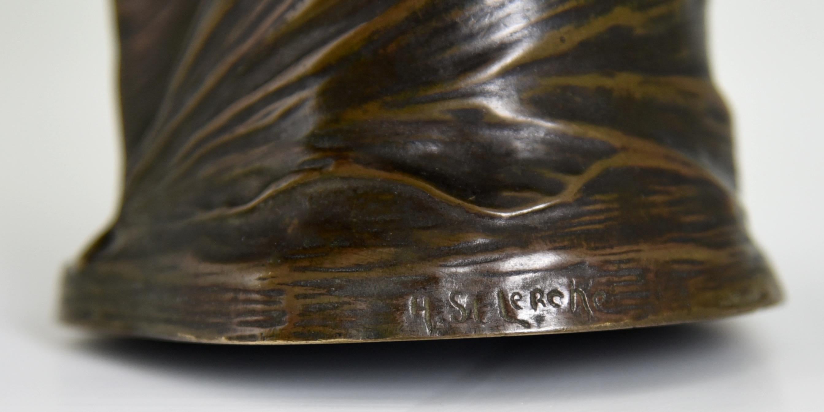 Vase en bronze Art nouveau représentant une danseuse Loïe Fuller Hans Stoltenberg Lerche:: 1900 4