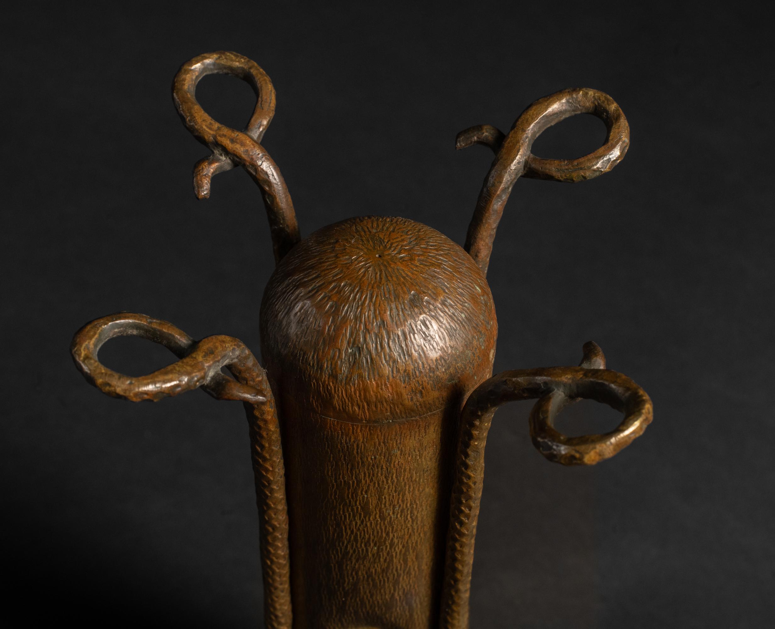 Art Nouveau Bronze Vase with Cobras by Fabulous Unknown Austrian Artist For Sale 7