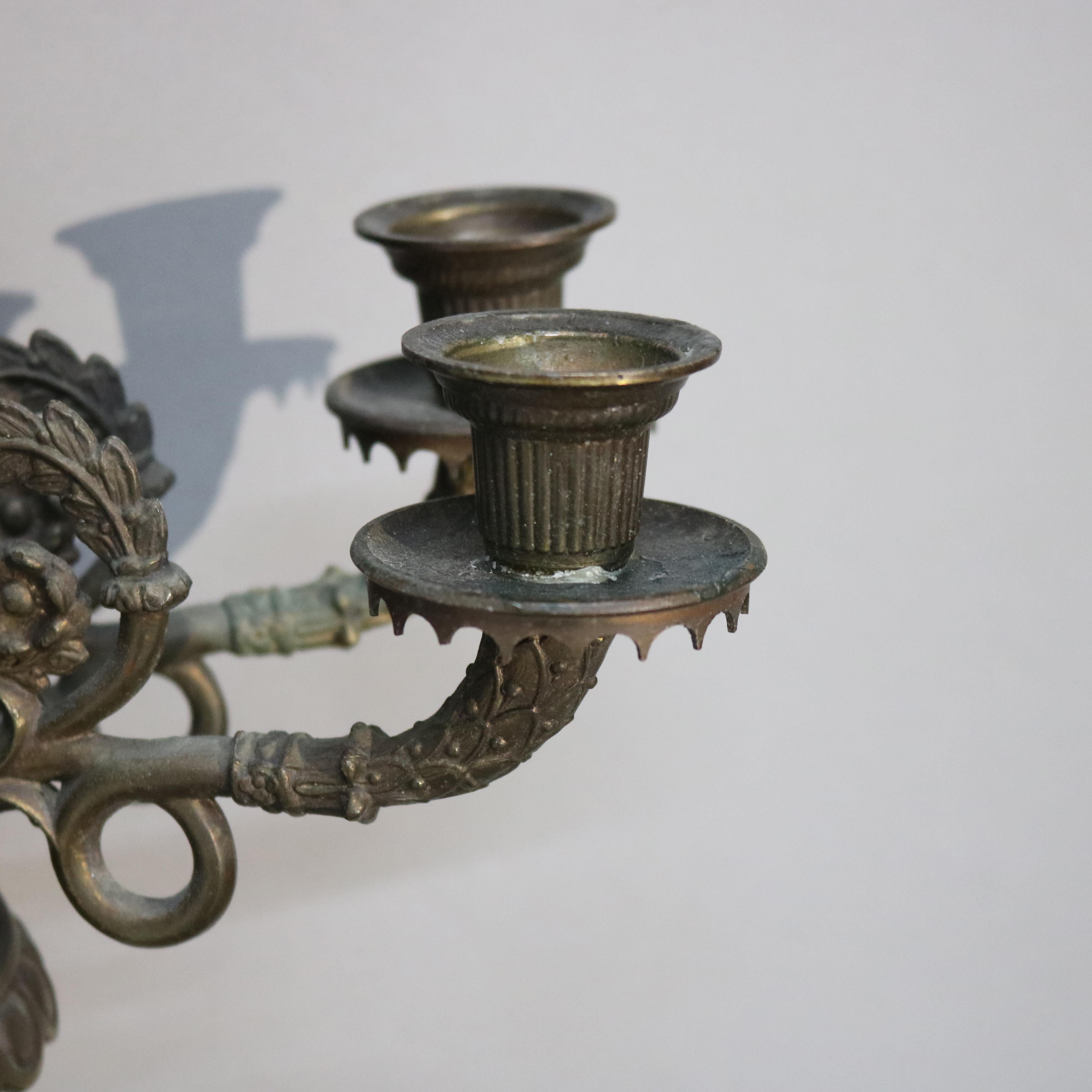 Art Nouveau Bronzed Metal Figural Four-Light Wall Sconce with Woman Figure 20thC 4