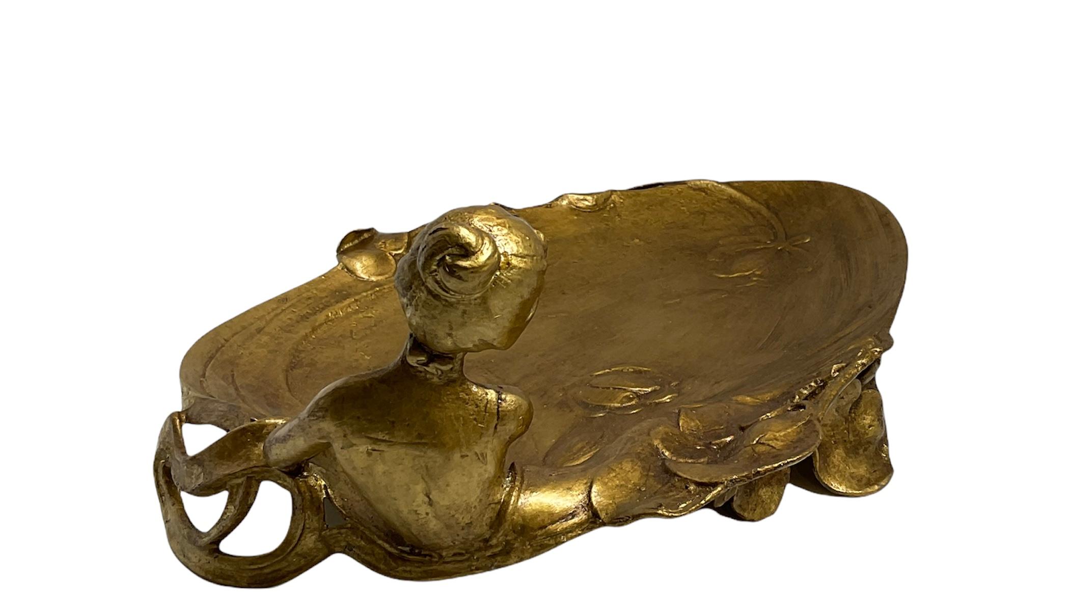 Art Nouveau Bronzed Metal Jewelry, Pin, Coin Tray or Soap Dish 1