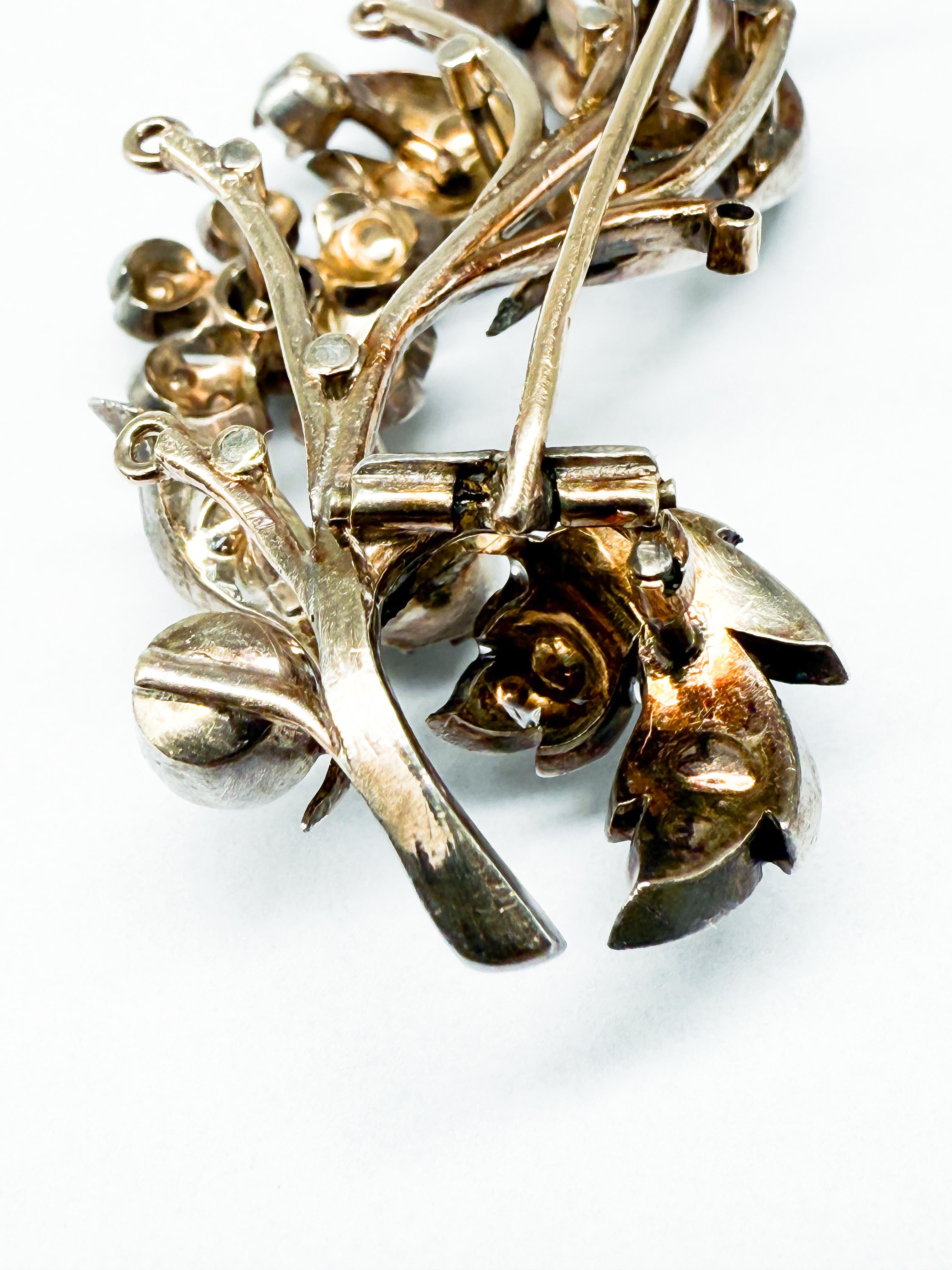 Broche Art Nouveau - Mélange d'or et d'argent avec diamants Bon état - En vente à Berlin, DE