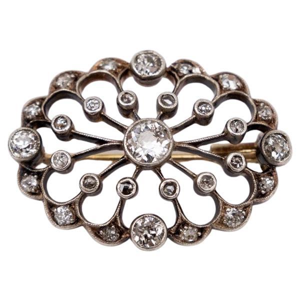 Art Nouveau brooch with 1.30ct Old European Diamonds, early 20th century