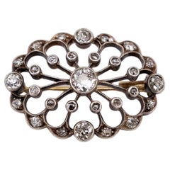 Spilla Art Nouveau con diamanti Old European da 1,30 ct, inizio XX secolo