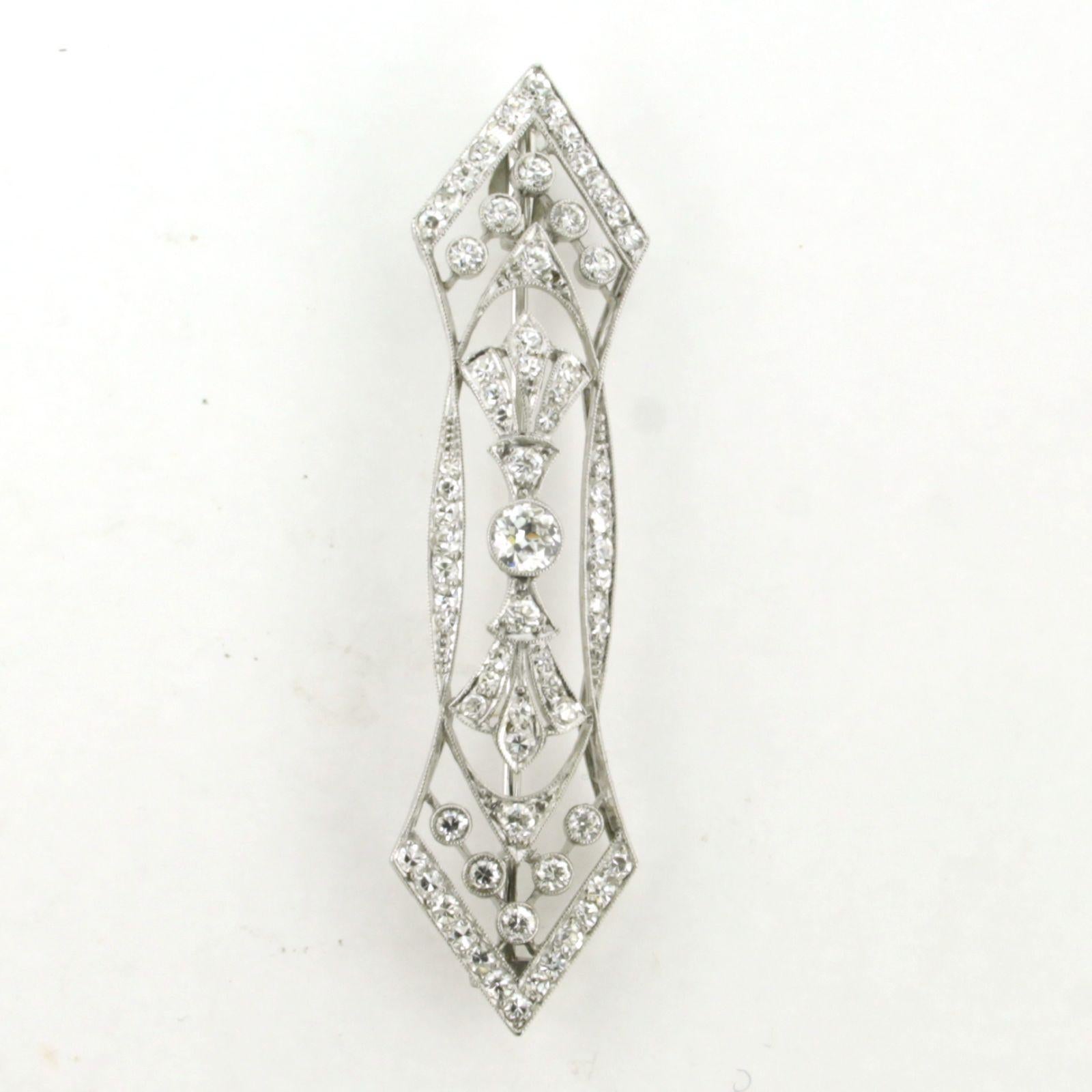 Art Nouveau Spilla ART NOUVEAU con diamante antico europeo e diamante singolo fino a 1,90ct in oro 18k in vendita