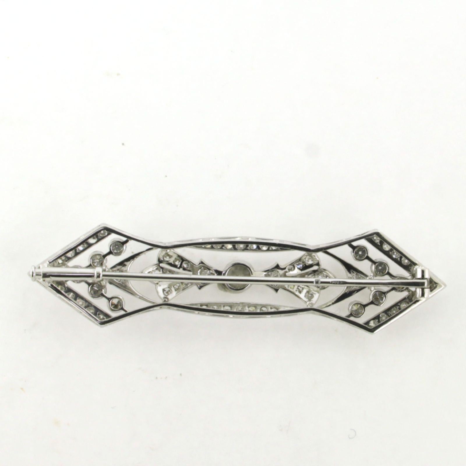 Taglio antico europeo Spilla ART NOUVEAU con diamante antico europeo e diamante singolo fino a 1,90ct in oro 18k in vendita