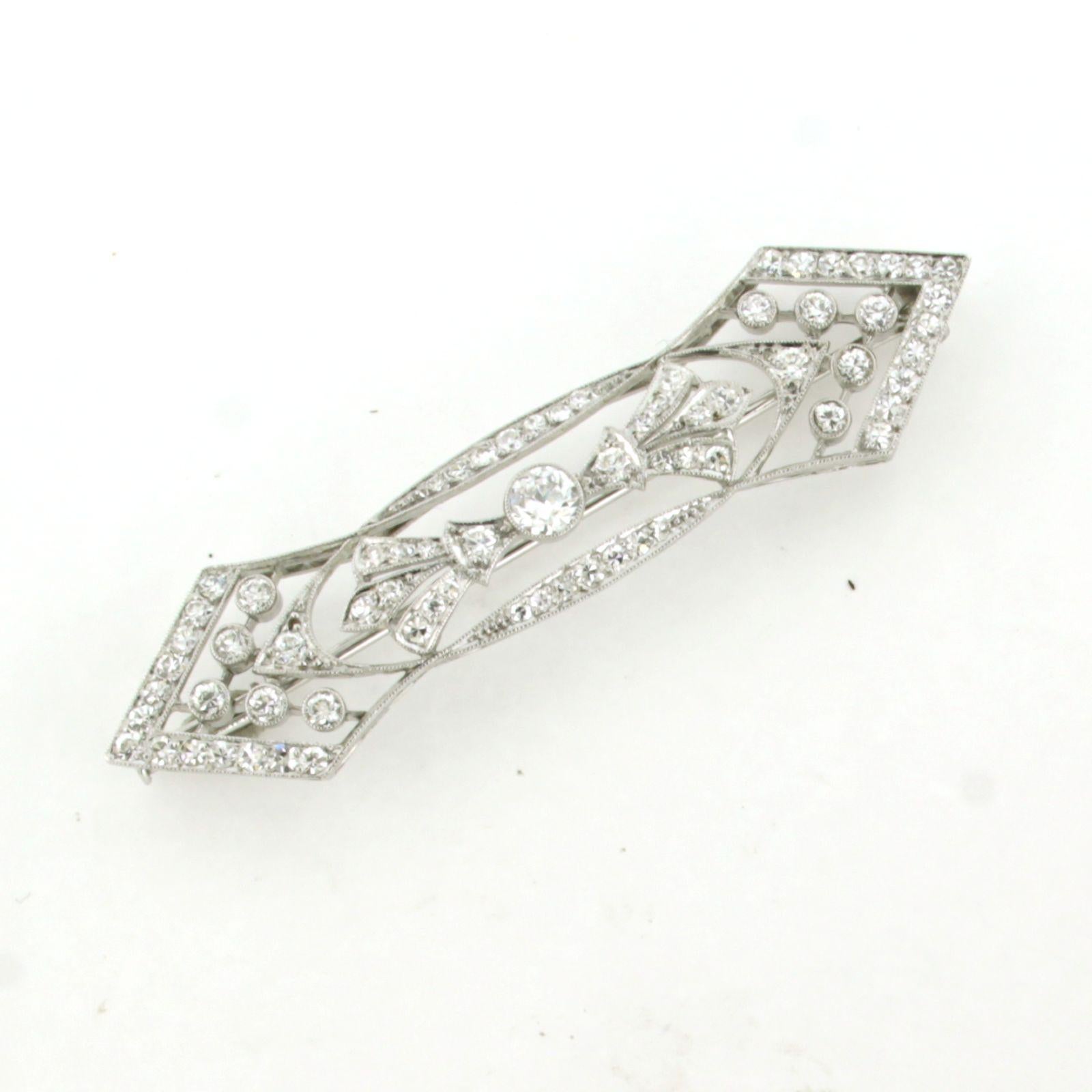Spilla ART NOUVEAU con diamante antico europeo e diamante singolo fino a 1,90ct in oro 18k In condizioni ottime in vendita a The Hague, ZH