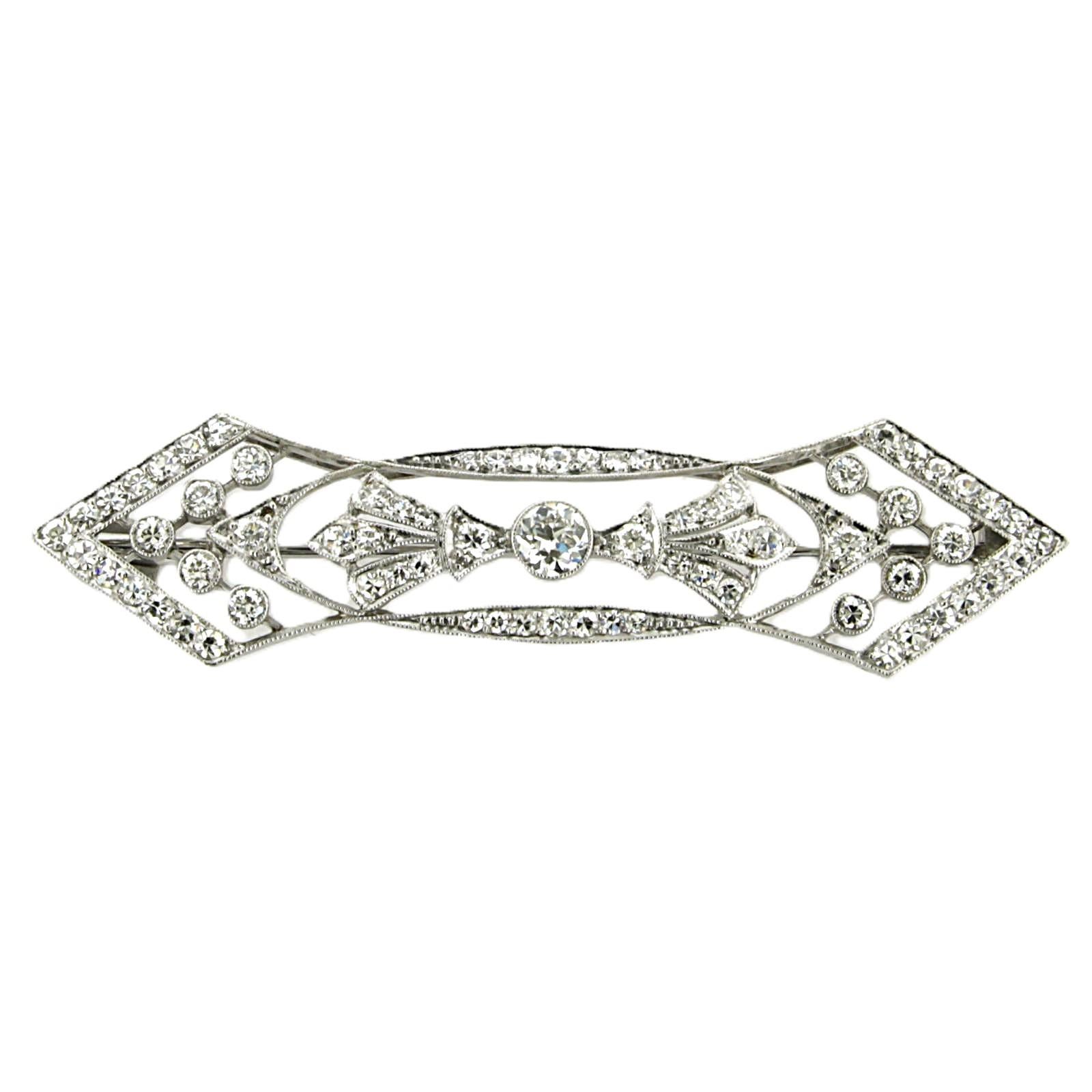 ART NOUVEAU Brooch with old European and single cut diamond upto 1.90ct 18k gold