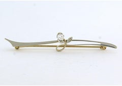 ART NOUVEAU Brosche mit altem Minenschliff und Diamanten im Rosenschliff bis zu 0,15 Karat 14k Gold