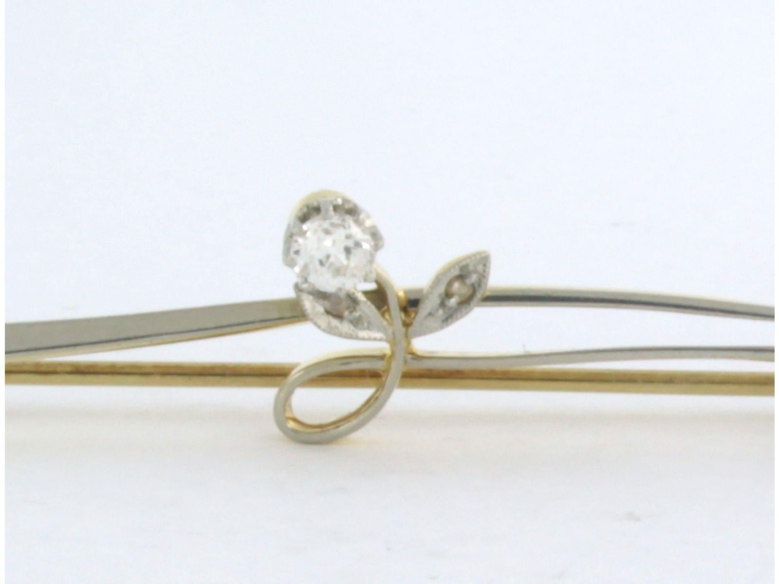 Women's ART NOUVEAU brooch with old mine and rose cut diamond up to 0.15ct 14k gold For Sale