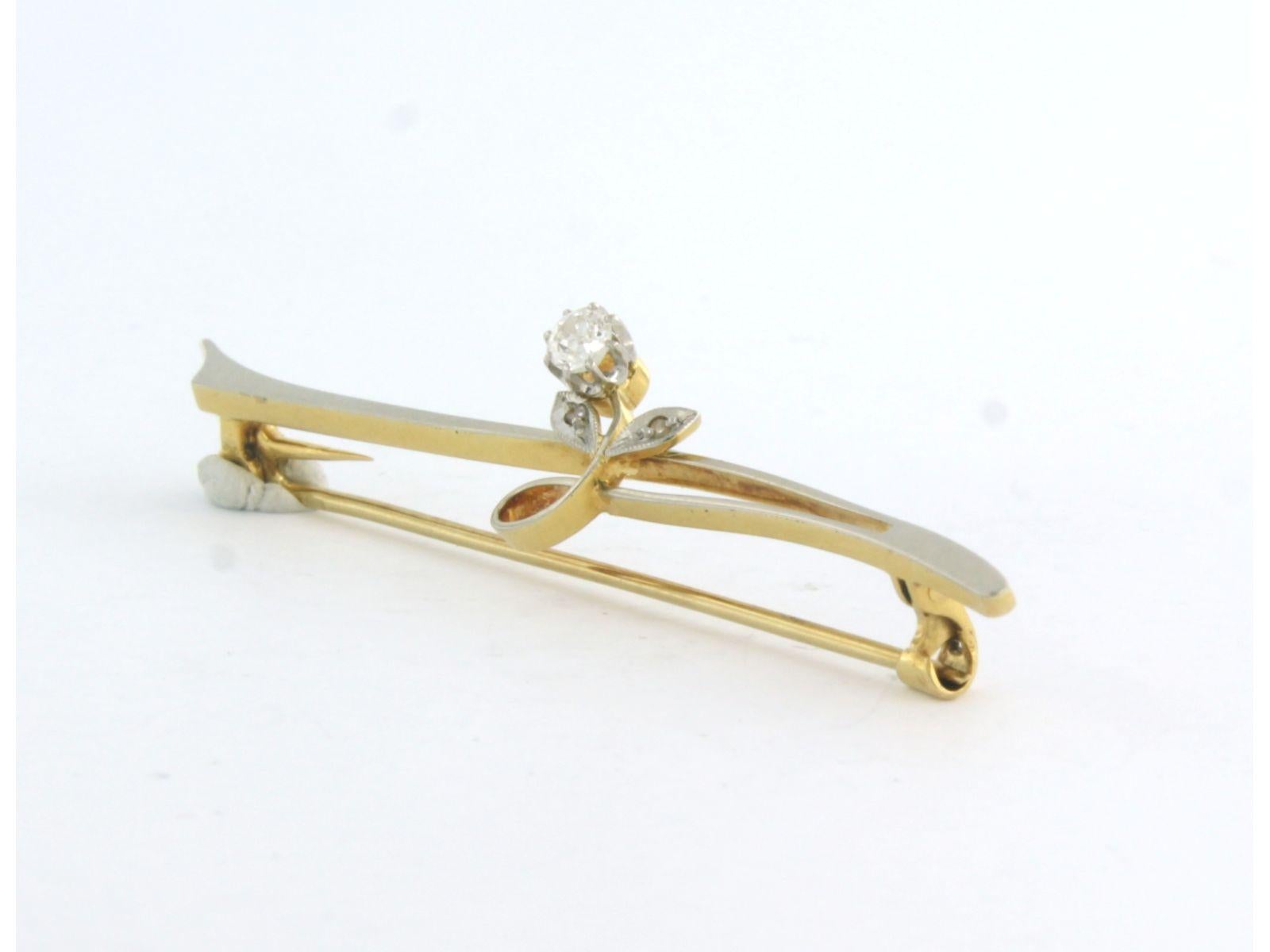 ART NOUVEAU brooch with old mine and rose cut diamond up to 0.15ct 14k gold For Sale 1