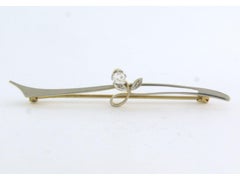 ART NOUVEAU brooch with old mine and rose cut diamond up to 0.15ct 14k gold