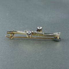 Spilla in stile Art Nouveau con diamanti a taglio "old mine" fino a 0,92 ct, in oro 18 carati e platino
