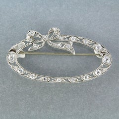 Spilla ART NOUVEAU con diamanti taglio old mine fino a 1,20ct in oro 14k e platino