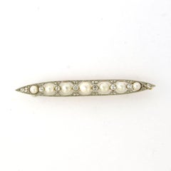 ART NOUVEAU broche con perla y diamantes hasta 0,35ct oro de 18k 7,3 gramos