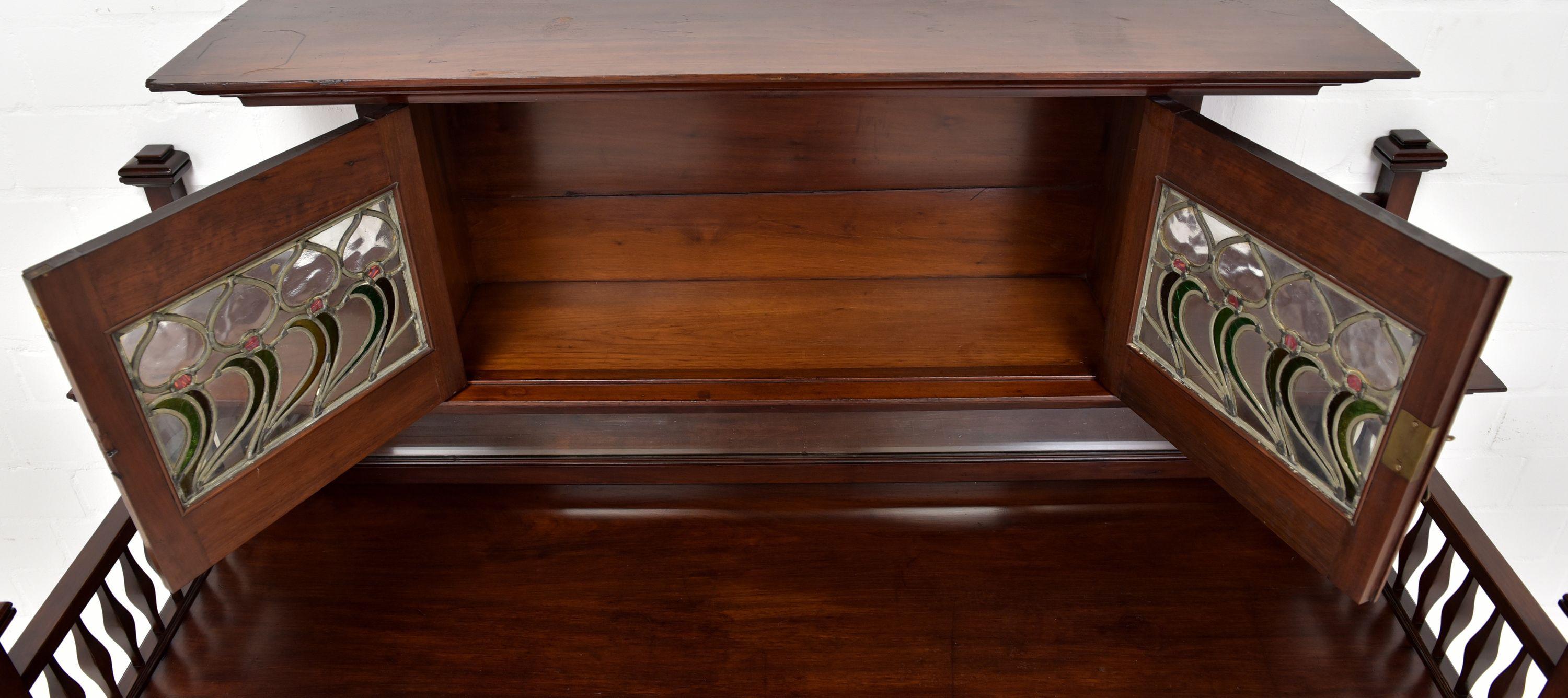 Patinated Art Nouveau Buffet Cabinet / Credenza / Sideboard in Mahogany, circa 1900 For Sale
