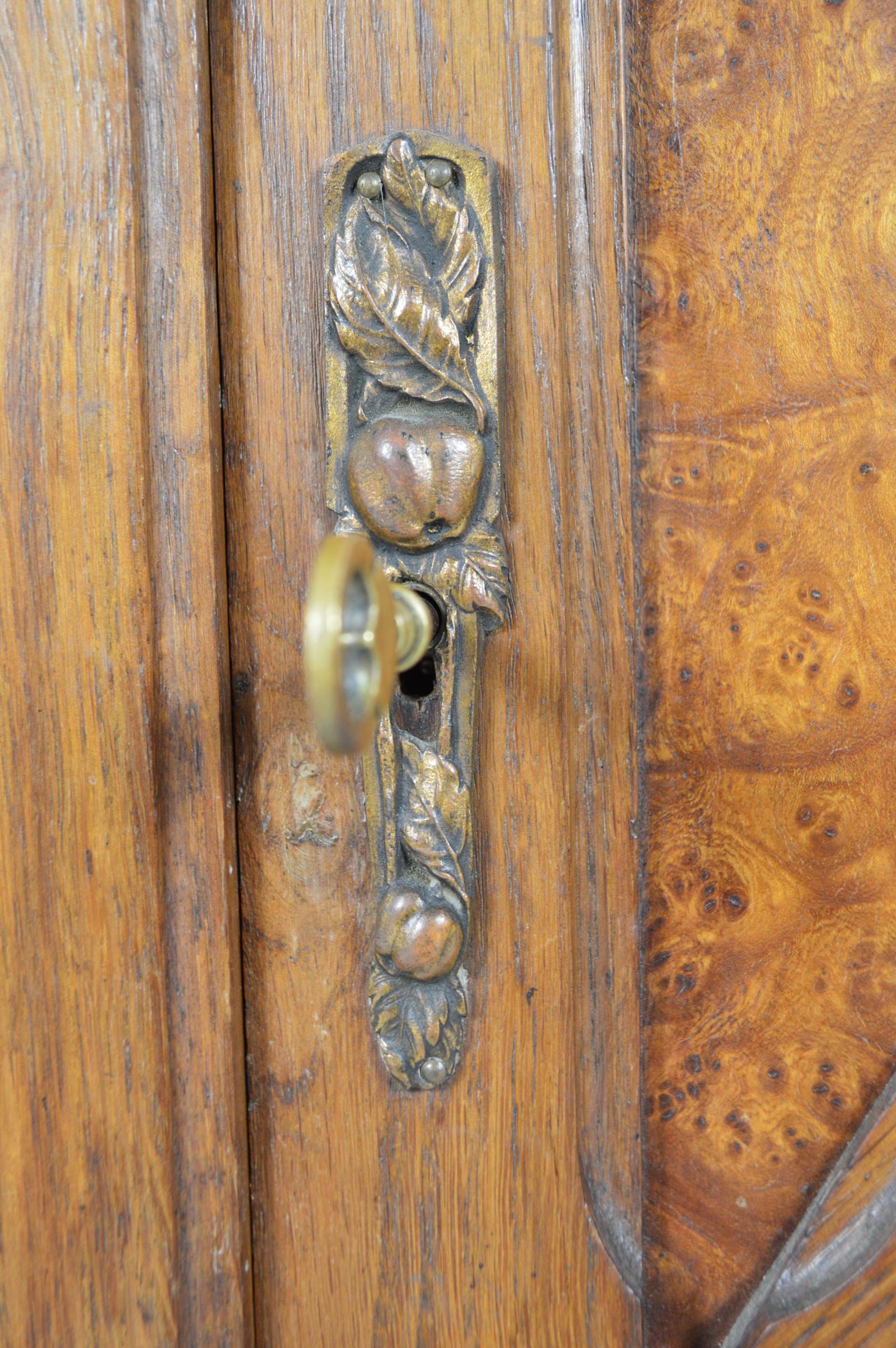 Art Nouveau Buffet/Cabinet, Oak and Elm Burl, 