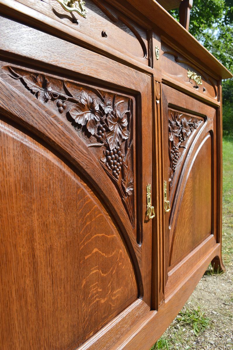 Art Nouveau Buffet in Carved Chestnut Wood by Edouard Diot, circa 1900 11