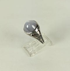 Art Nouveau Bullet Cab Star Sapphire Platinum Ring