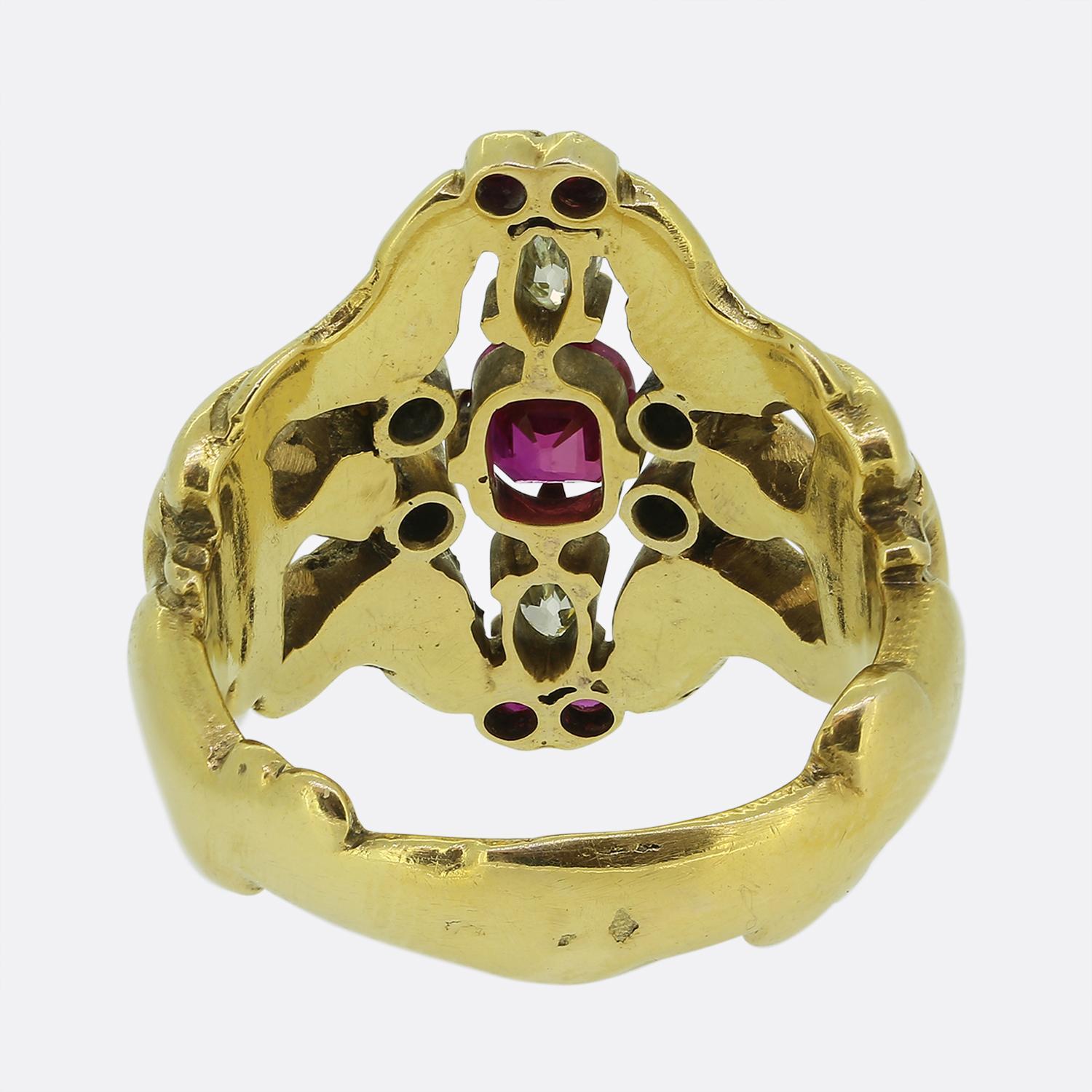 Art Nouveau Burmese Ruby and Diamond Ring en Bueno estado para la venta en London, GB