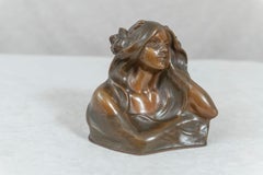 Art Nouveau Bust of a Young Beauty, Artist Signed, Austrian, circa 1910
