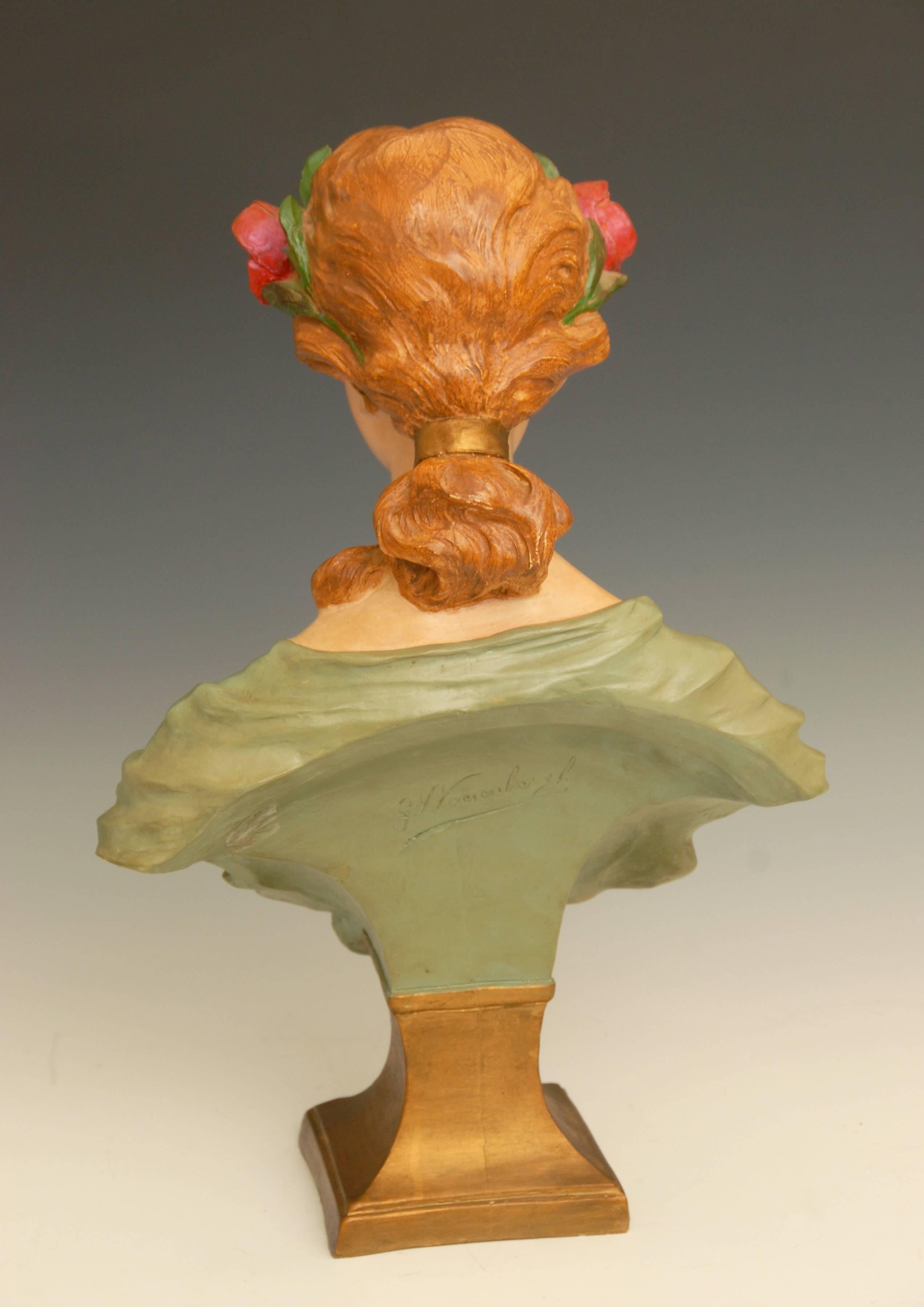 Art Nouveau Bust of a Young Girl In Excellent Condition For Sale In Brighton, GB