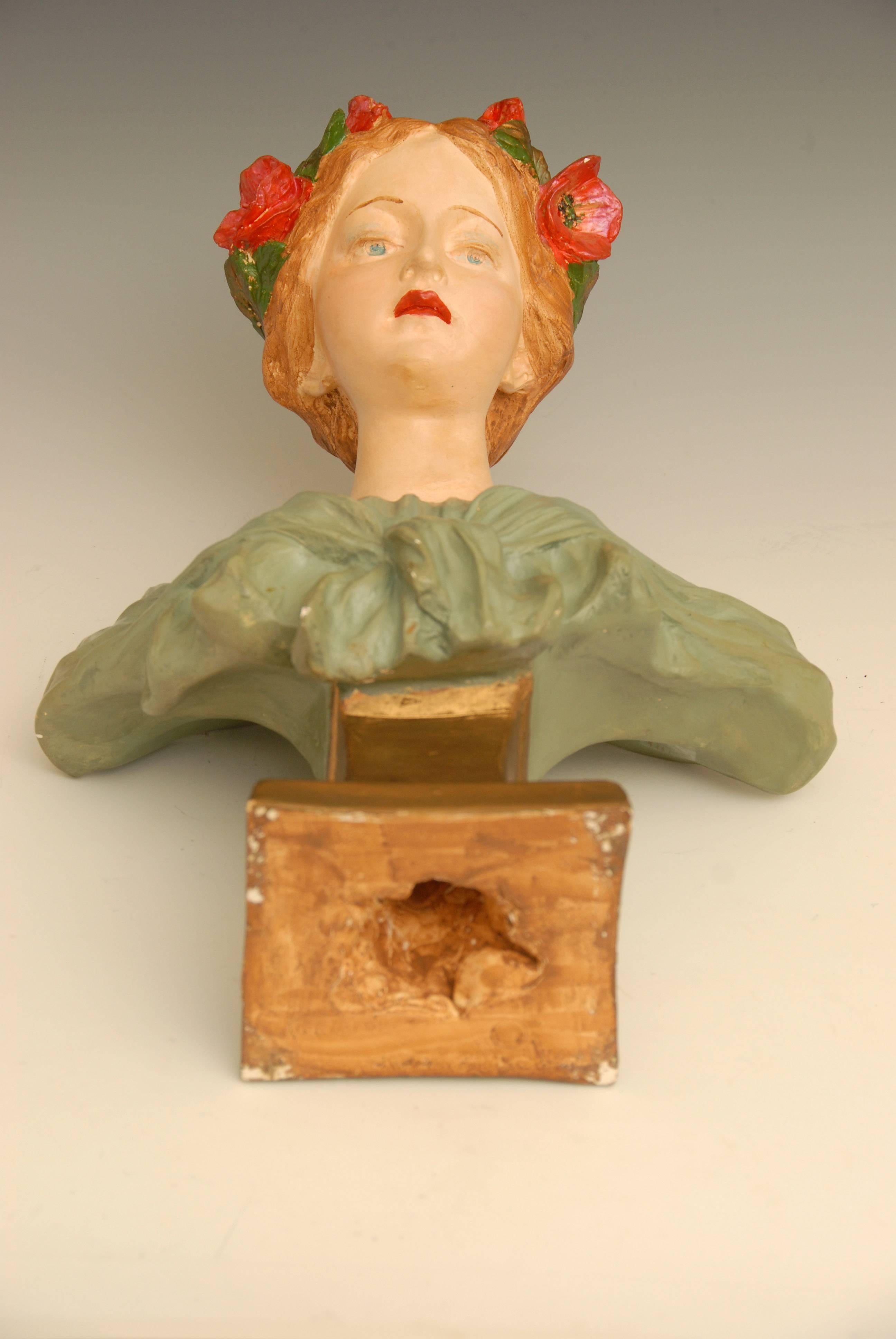 Art Nouveau Bust of a Young Girl For Sale 1
