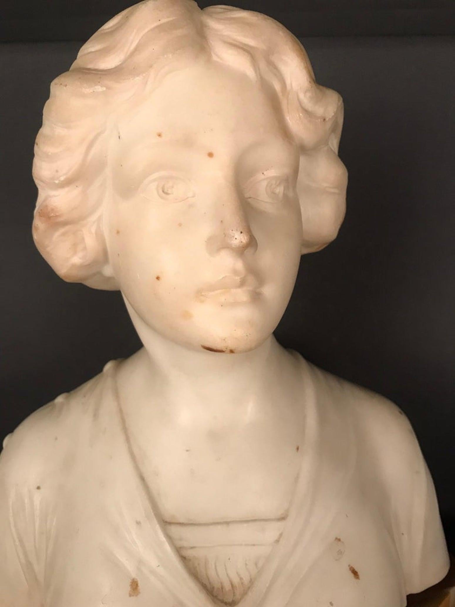 Busto di giovane donna Art Nouveau Scultura 1900 Latour in vendita 3