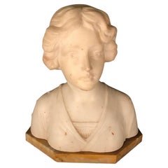 Antique Art Nouveau Bust of a Young Lady Sculpture 1900 Latour