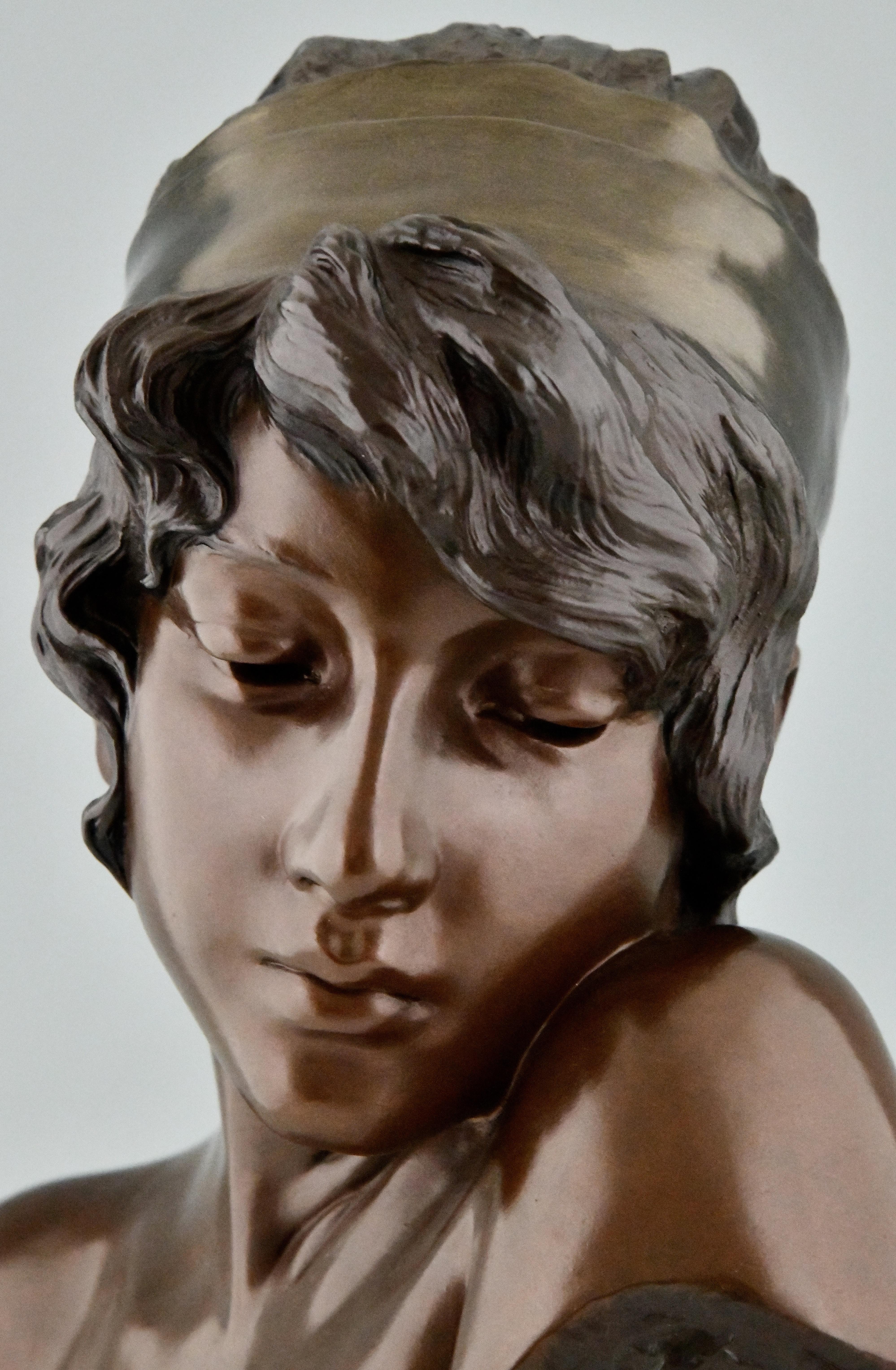 Art Nouveau Bust of the Poetess Sapho by Emmanuel Villanis 4