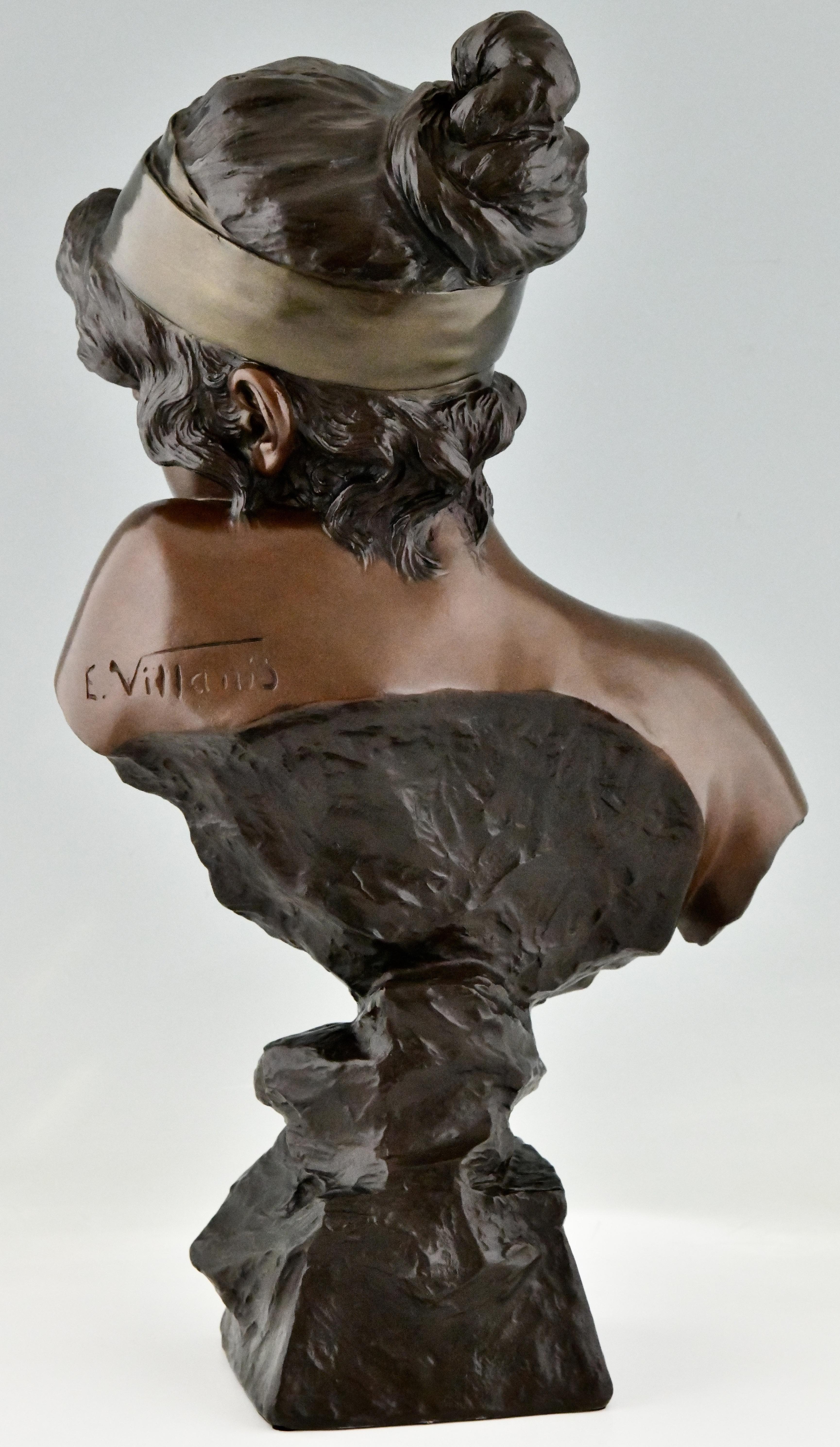 Art Nouveau Bust of the Poetess Sapho by Emmanuel Villanis In Good Condition In Antwerp, BE