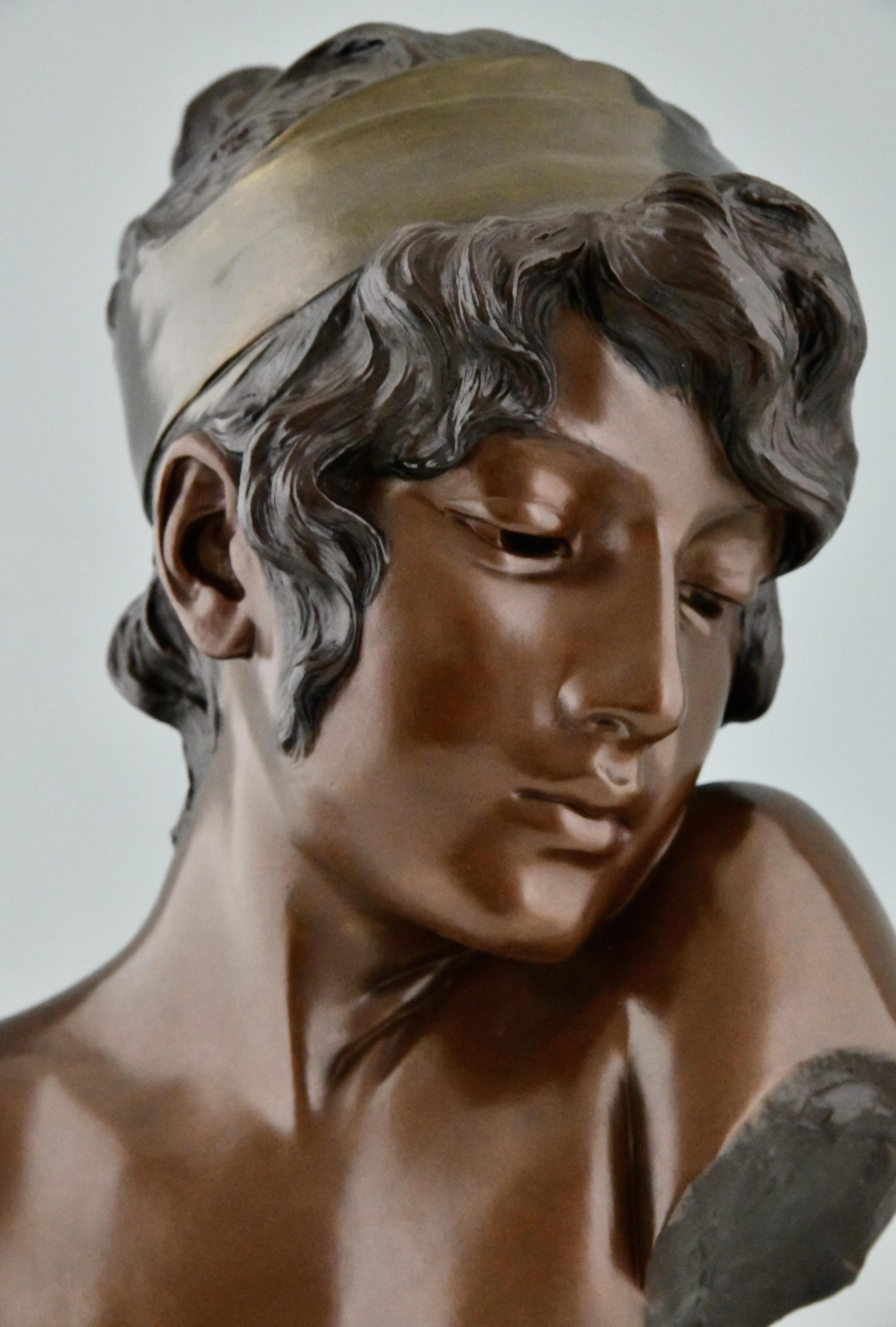 Buste des Poetess Sapho de style Art nouveau par Emmanuel Villanis 2