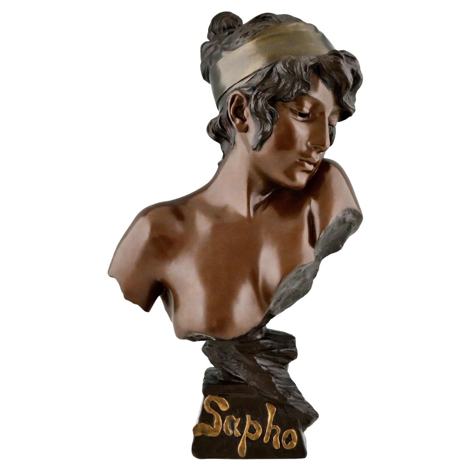 Art Nouveau Bust of the Poetess Sapho by Emmanuel Villanis