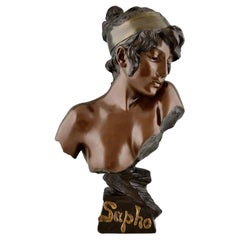 Art Nouveau Bust of the Poetess Sapho by Emmanuel Villanis
