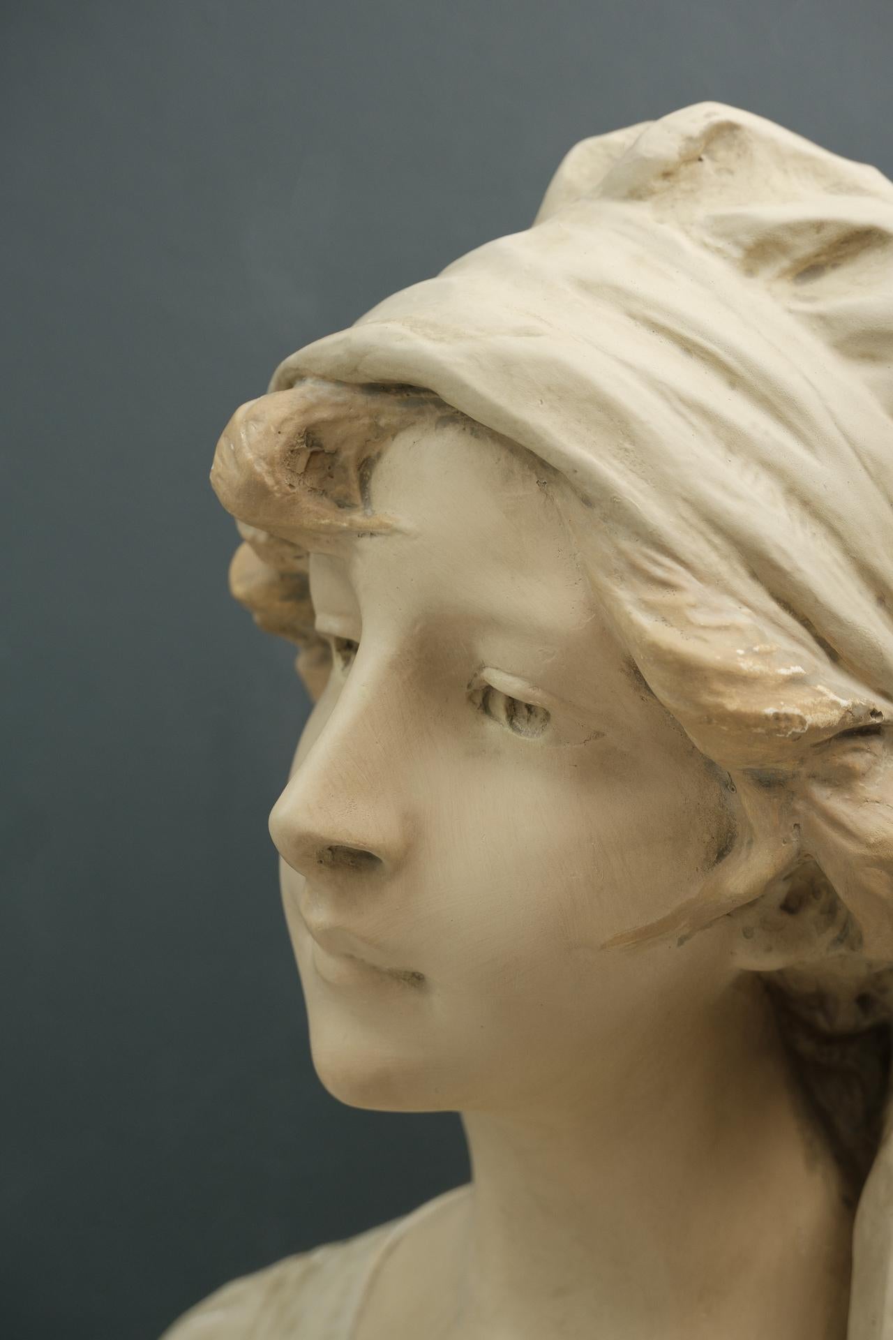French Art Nouveau Bust Young Girl France
