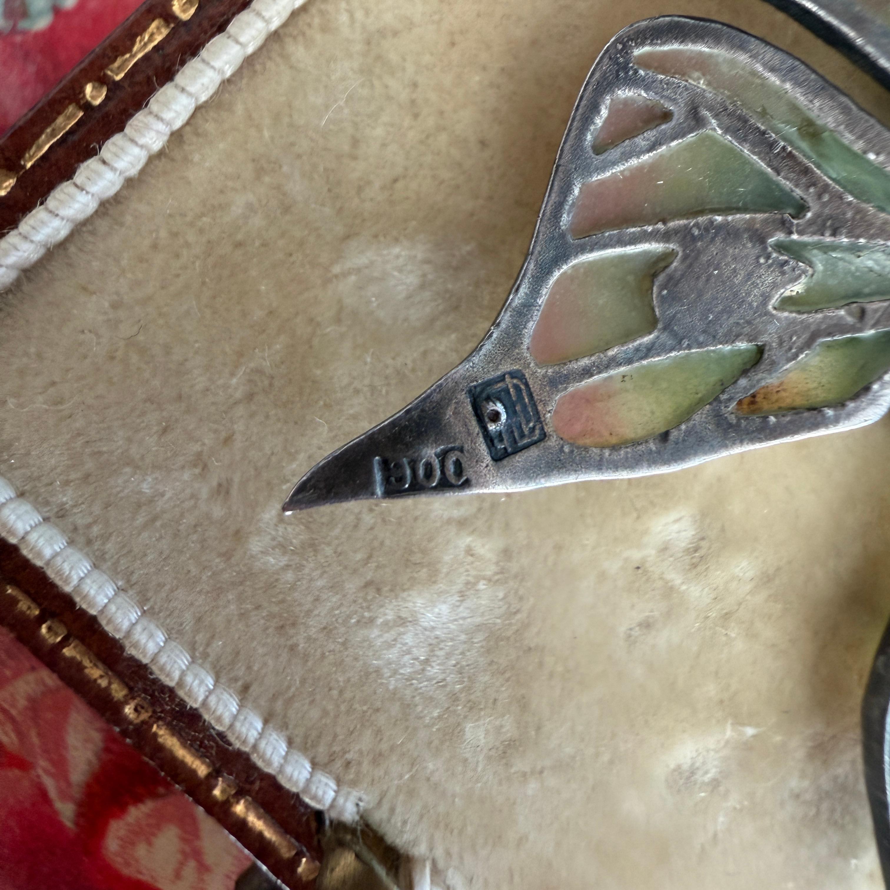 Art Nouveau Butterfly Brooch Plique-a-Jour by Meyle & Mayer For Sale 13