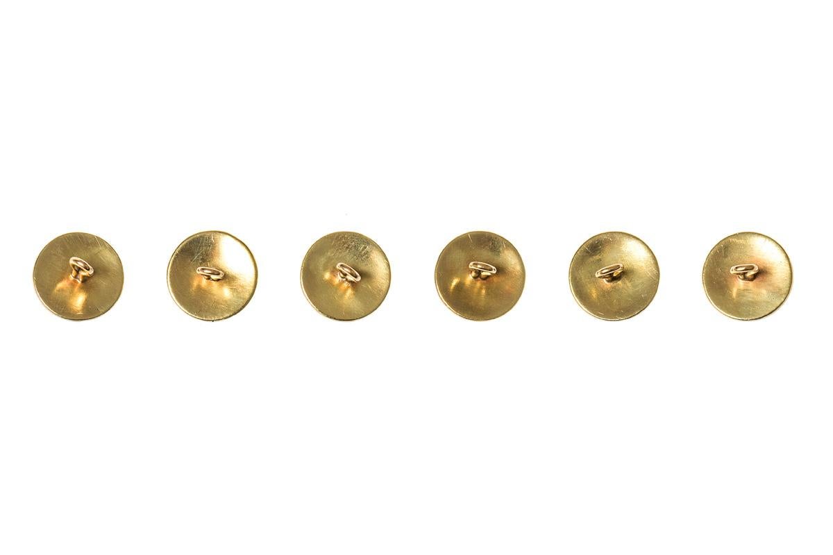 Women's or Men's Art Nouveau Button Set in 18 Karat Gold and Guilloche Enamel, French, circa 1900 For Sale