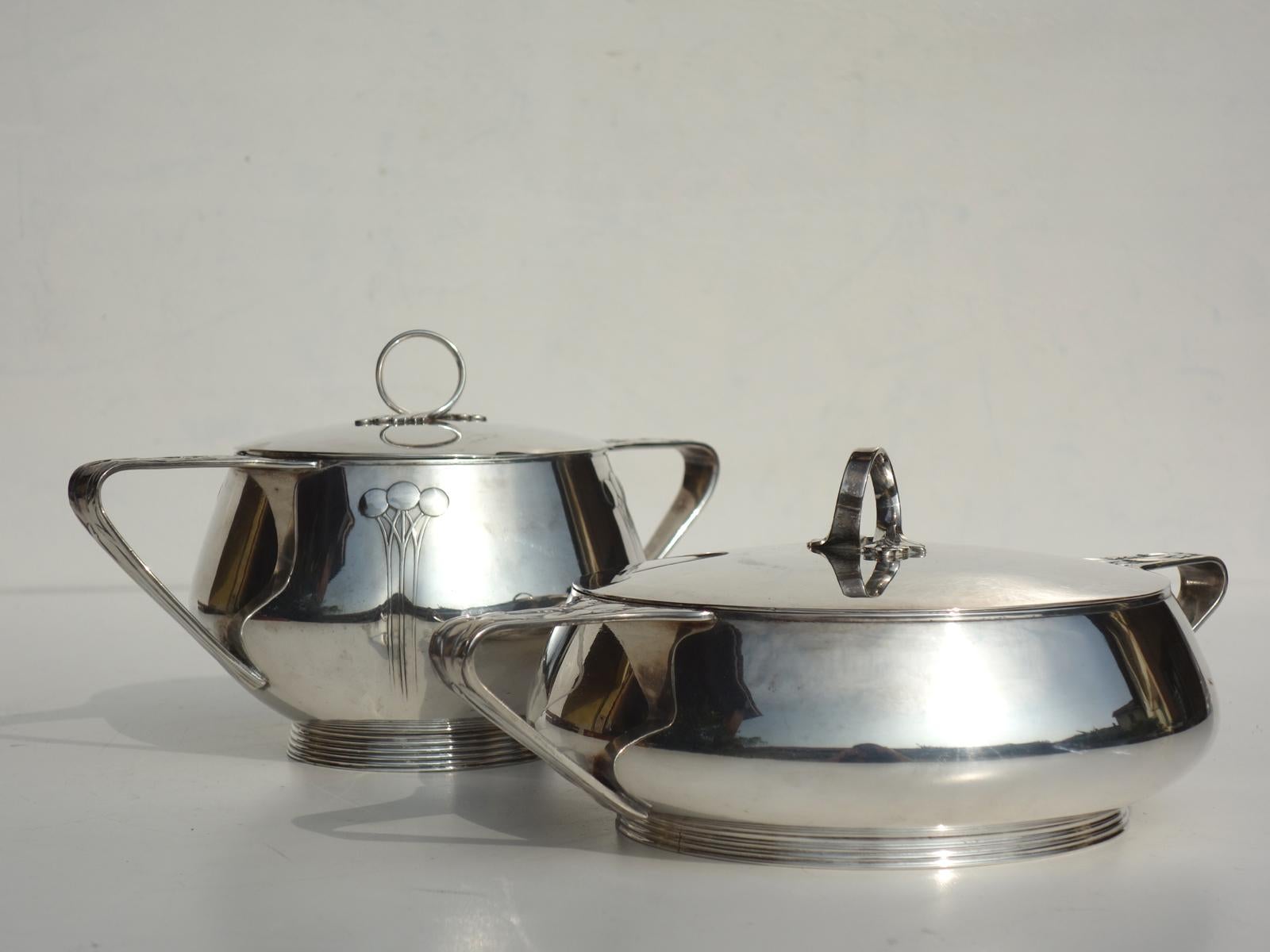 2er-Set Alpaka-Kasten aus Silber, Jugendstil von Krupp (Art nouveau) im Angebot